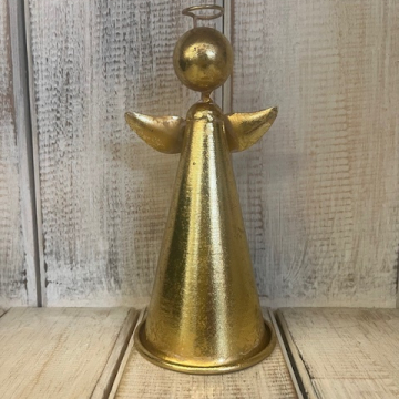 Anděl kovový zvoneček zlatý