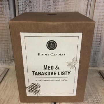 Sojová svíčka Kimmy Candles ,,Med a Tabákové listy"
