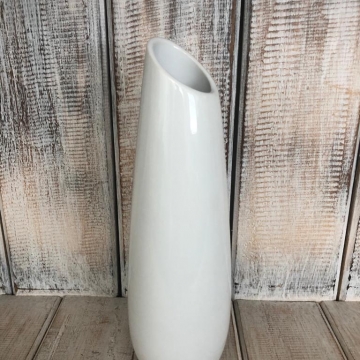 Váza keramická baculatá- bílá