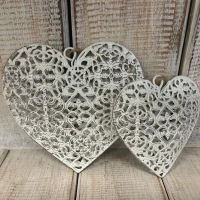 Srdce kovové bílé 3D velké