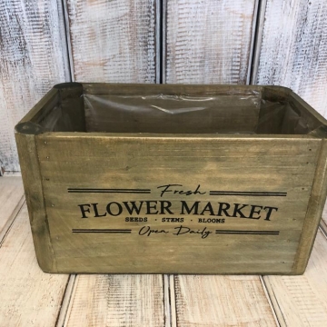 Dřevený květináč ,,Flowers market" velký