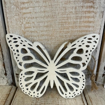 Dřevěný motýl bílý 3ks