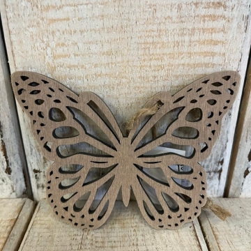 Dřevěný motýl natur 3ks