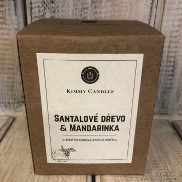 Sojová svíčka Kimmy Candles ,,Santalové dřevo a Mandarinka"
