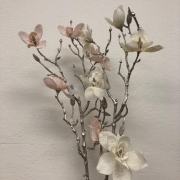 Umělá magnolie - růžová/bílá