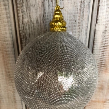 Vánoční koule stříbrná textilní pr.10cm
