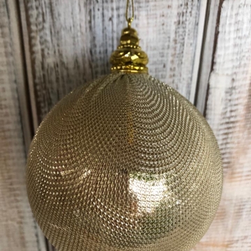 Vánoční koule zlatá textilní pr.10cm