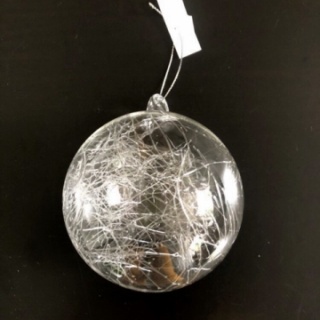 Vánoční skleněná koule s vlákny pr.10cm